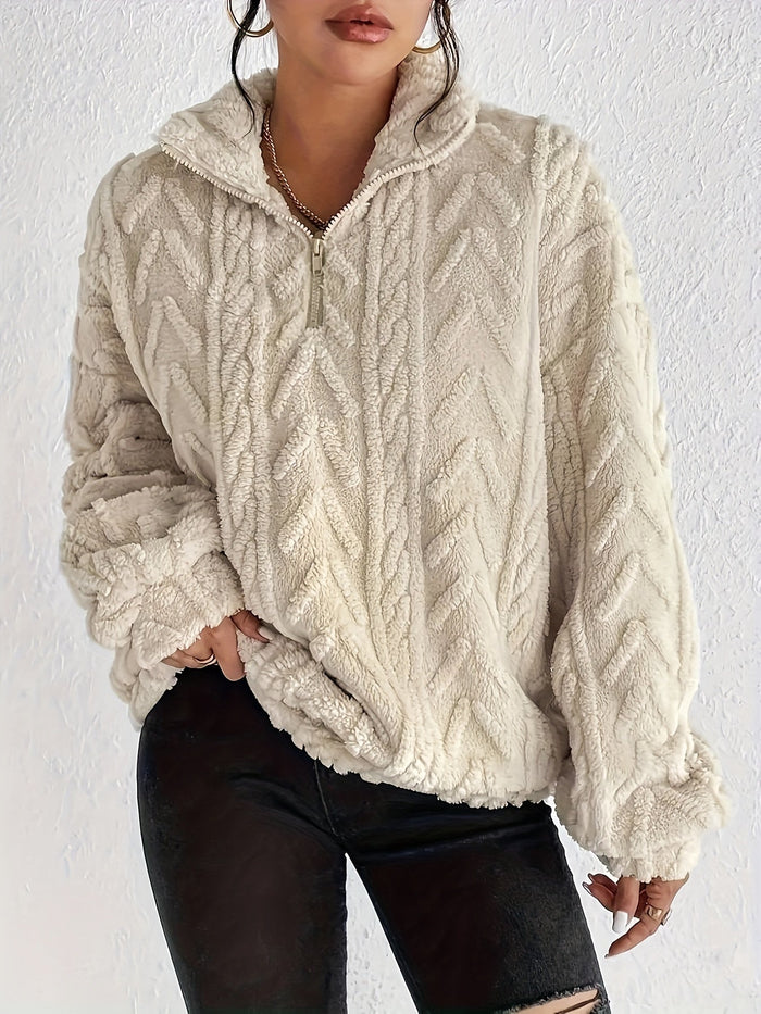 Cassandre | Pull torsadé à col montant zippé