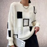 Lydie | Pull ample en maille à carreaux ajourés