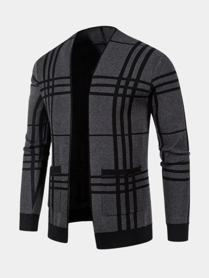 CHECKERED KNIT CARDIGAN FOR MEN