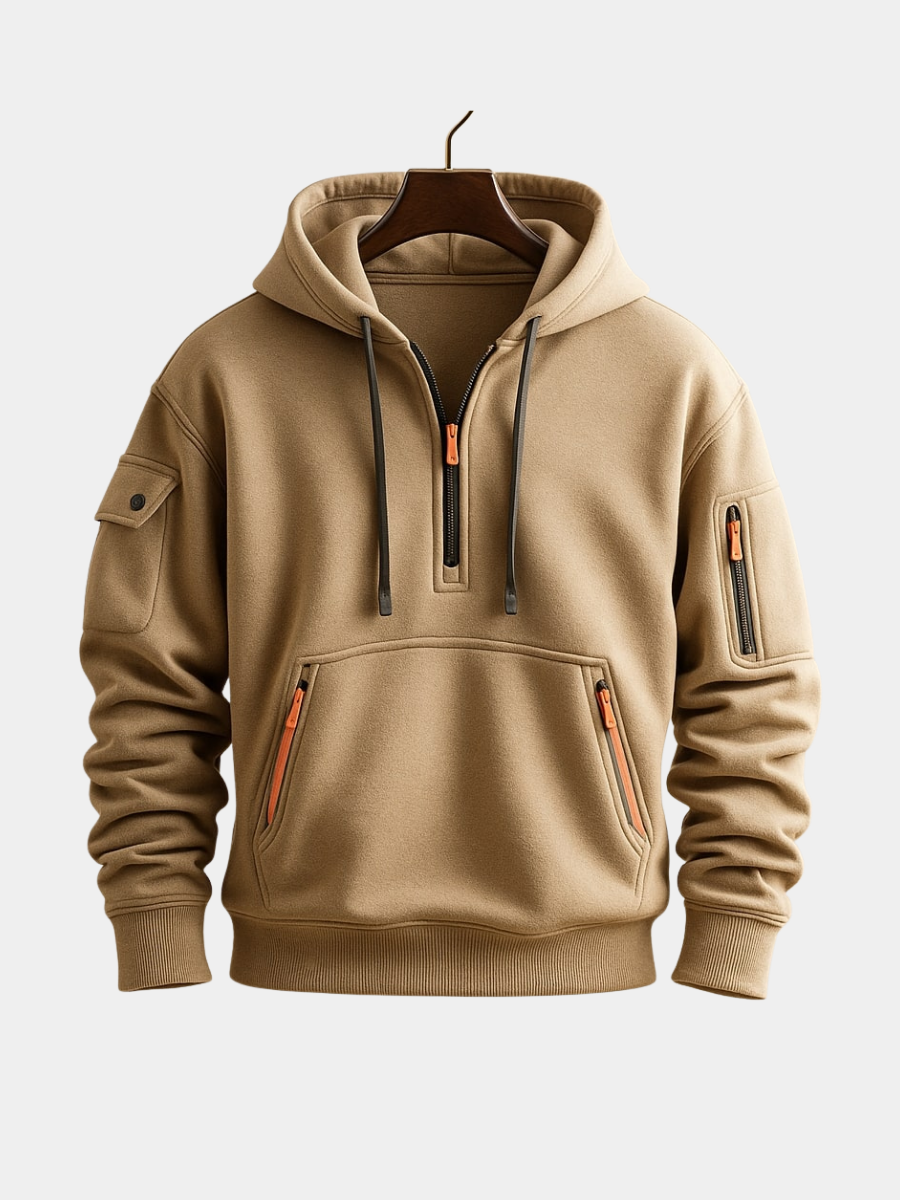HALF-ZIP FLEECE HOODIE FOR MEN