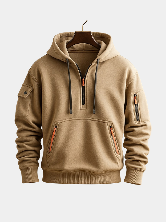 Sweat à capuche polaire demi-zip pour homme