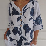 Noëlle | Blouse fleurie à col V