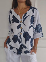 Noëlle | Blouse fleurie à col V