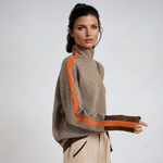 Éva | Pull ample à col roulé et rayure contrastée