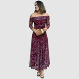 Odile | Robe longue fleurie à épaules dénudées