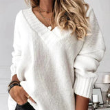 Claudine | Pull ample à col V côtelé