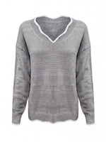 Arlette | Pull en maille à col V et bordure ondulée