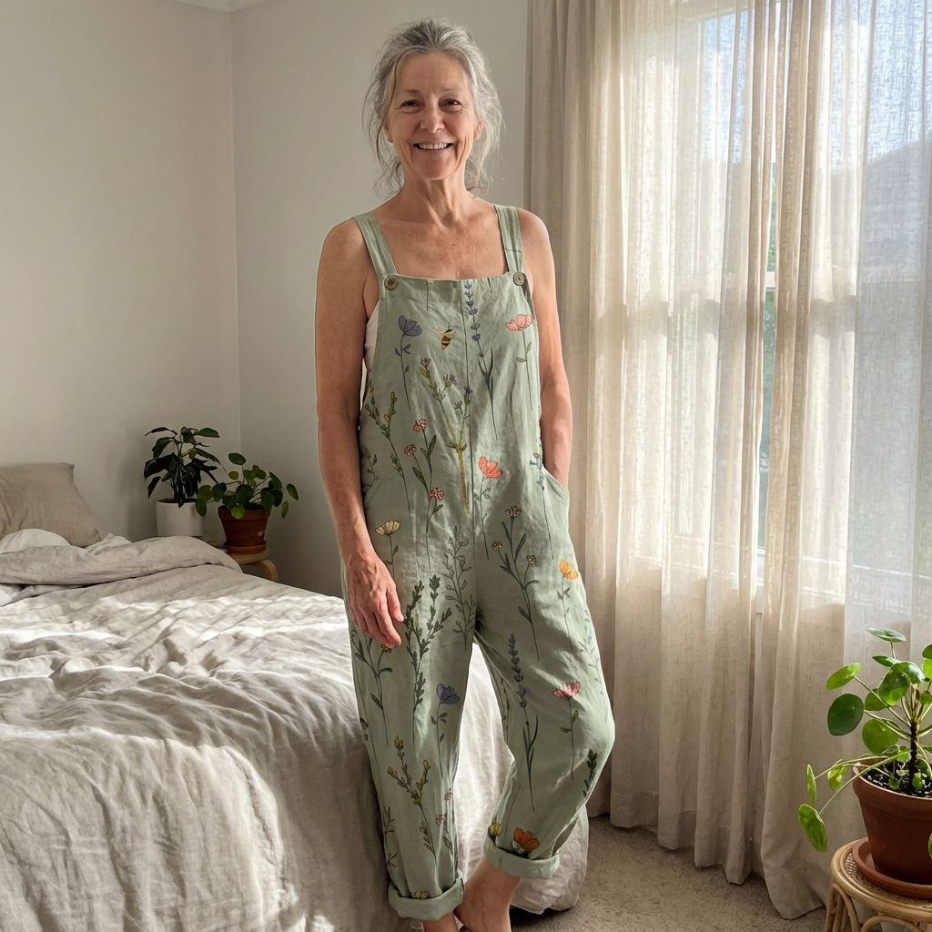 Avis client salopette fleurs sauge