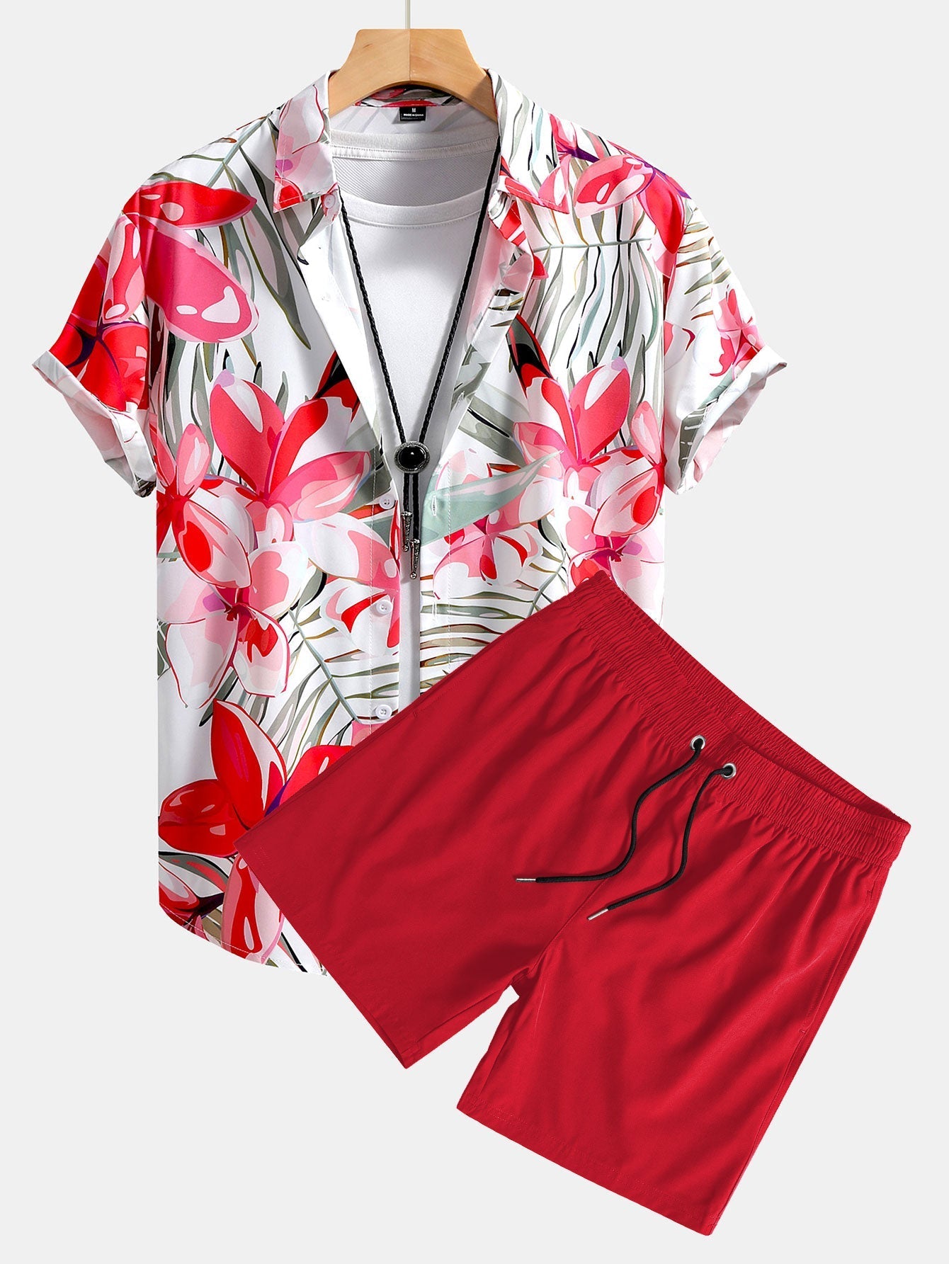 Ensemble Améline — chemise à imprimé fleurs et plantes & short de bain