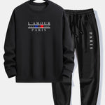 Ensemble Capucine — sweat à col rond coupe décontractée à slogan Paris & pantalon de jogging