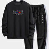 Ensemble Capucine — sweat à col rond coupe décontractée à slogan Paris & pantalon de jogging