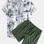 Ensemble — chemise à imprimé nautique & short de bain uni à cordon