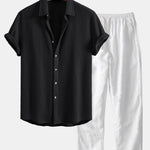 Ensemble Capucine — chemise gaufrée & pantalon en lin à jambe droite