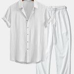 Ensemble — chemise texturée froissée & pantalon texturé froissé à jambe droite