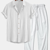Ensemble — chemise texturée froissée & pantalon texturé froissé à jambe droite