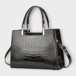 Emilie — Sac à main en cuir crocodile brillant