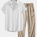Ensemble — chemise texturée froissée & pantalon texturé froissé à jambe droite