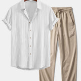 Ensemble — chemise texturée froissée & pantalon texturé froissé à jambe droite