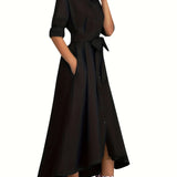 Martine — Robe Maxi Boutonnée Parfaite pour les Fêtes
