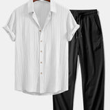 Ensemble — chemise texturée froissée & pantalon texturé froissé à jambe droite