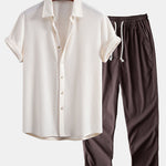 Ensemble Capucine — chemise gaufrée & pantalon en lin à jambe droite