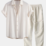 Ensemble Capucine — chemise gaufrée & pantalon en lin à jambe droite