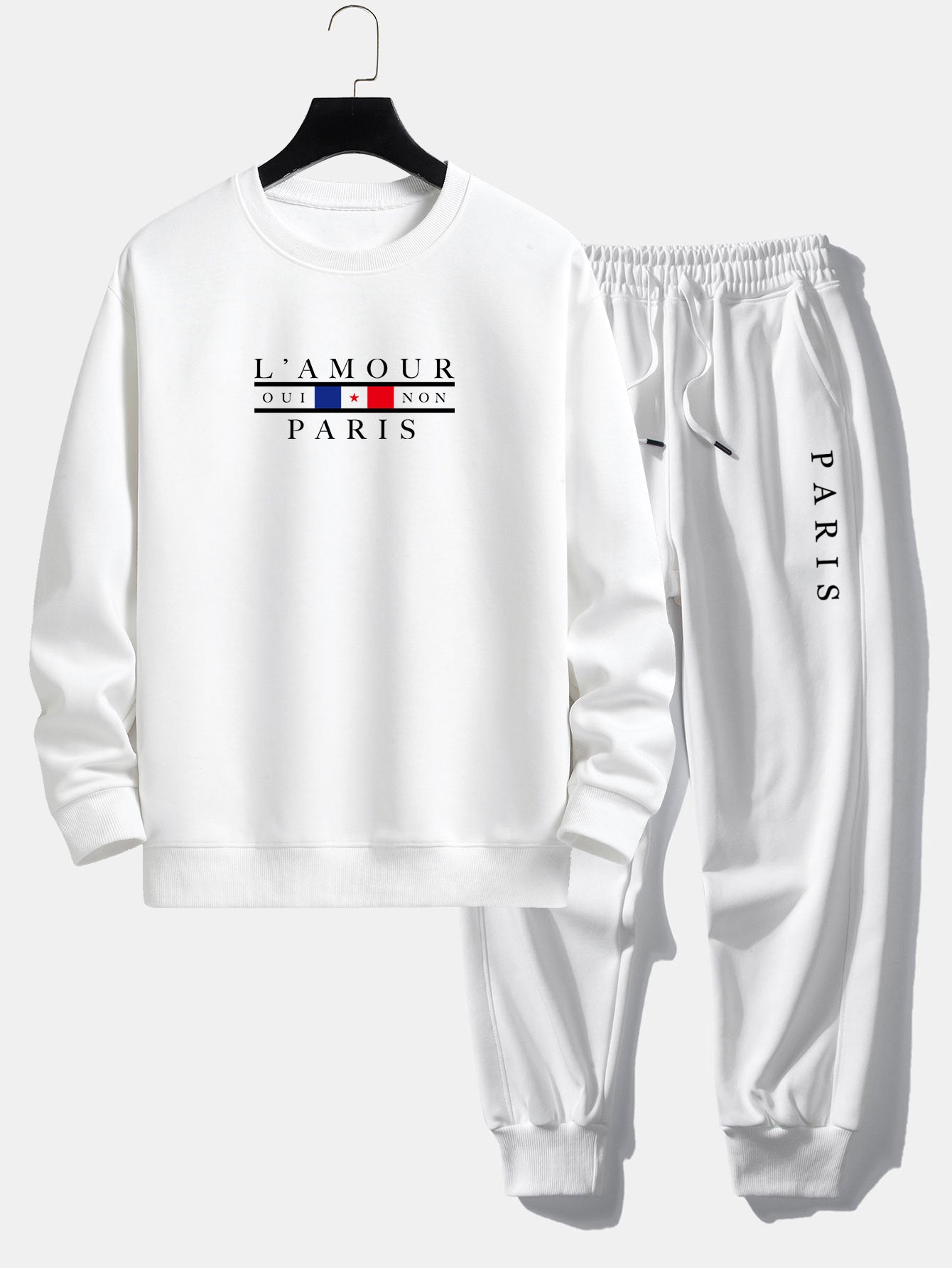 Ensemble Capucine — sweat à col rond coupe décontractée à slogan Paris & pantalon de jogging