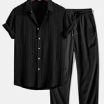 Ensemble — chemise texturée froissée & pantalon texturé froissé à jambe droite