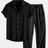 Ensemble — chemise texturée froissée & pantalon texturé froissé à jambe droite