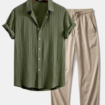 Ensemble — chemise texturée froissée & pantalon texturé froissé à jambe droite