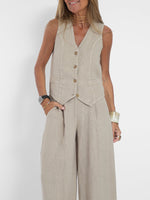 Ensemble Gilet Boutonné & Pantalon Large
