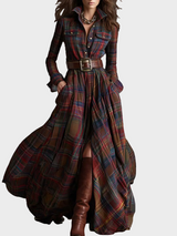 Félicie | Robe chemise longue à carreaux et ceinture