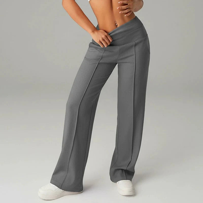 Ines | Pantalon large tout confort Gris, photo studio