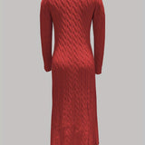 Sarah — Robe Maxi en Tricot Câblé Confortable