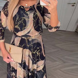 Éliane | Robe maxi élégante à imprimé marbre