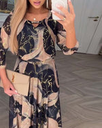 Éliane | Robe maxi élégante à imprimé marbre