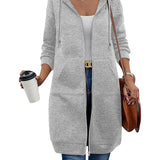 Dominique | Long sweat zippé à capuche et cordon