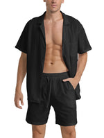 LINEN DRAWSTRING LOOSE SHORTS FOR MEN