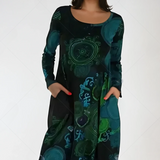 Bernadette | Robe midi imprimée à manches longues et poches