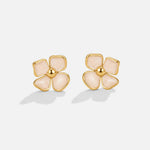 Élise – Boucles d’oreilles rondes avec motif floral.