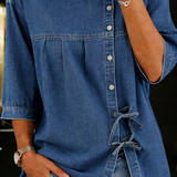 Blouse Longue en Jean Vintage à Nœuds