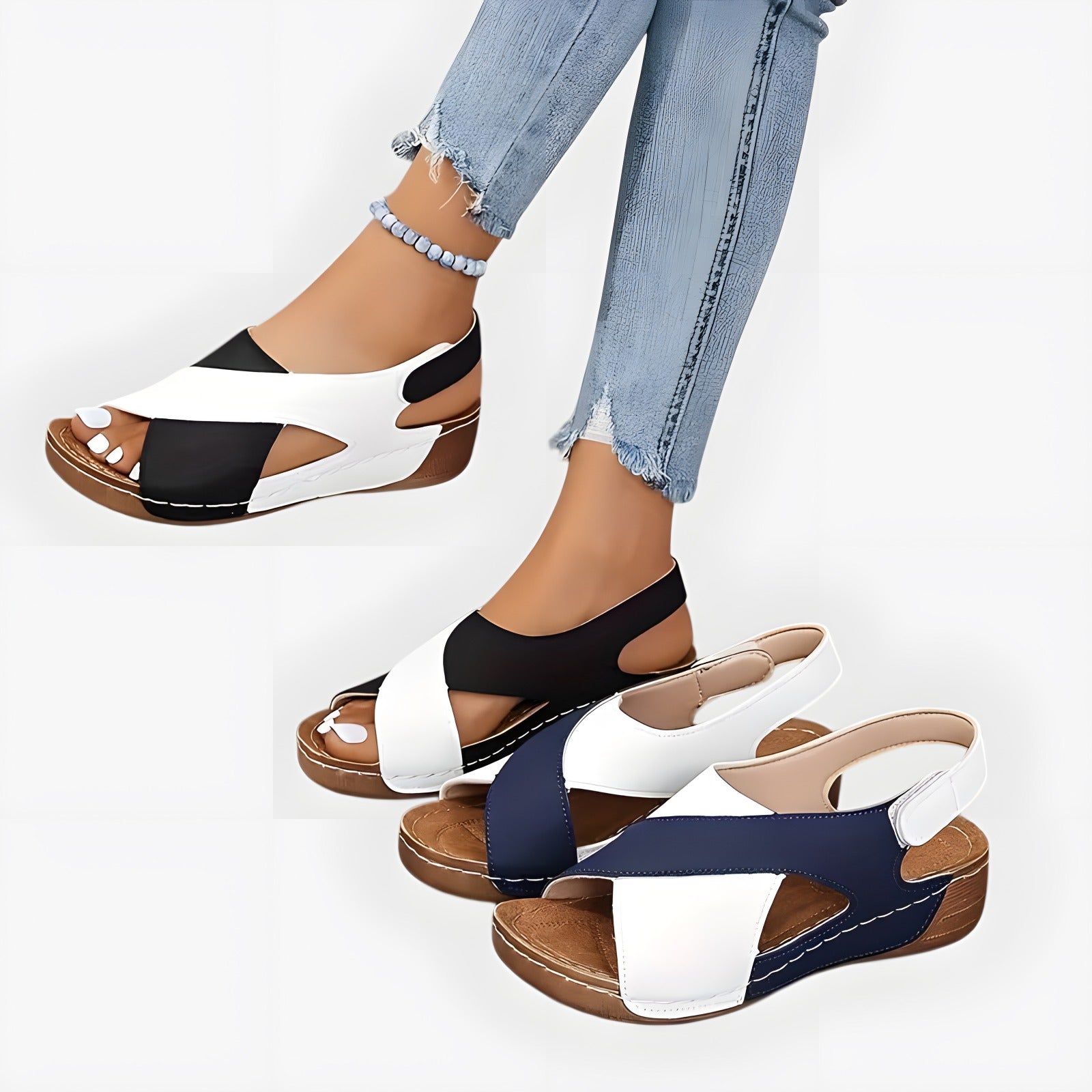 Madison | Sandales orthopédiques femme confortables Noir Venise