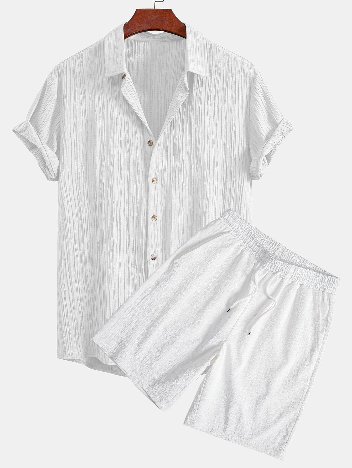 Ensemble Capucine — chemise texturée froissée & short texturé froissé à cordon