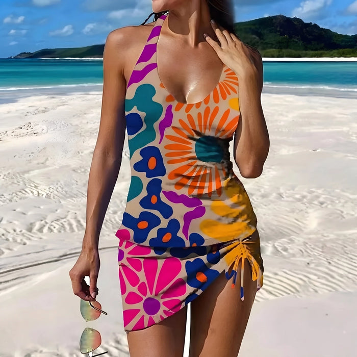 Fiesta | Tankini graphique fleuri avec short, effet ventre plat
