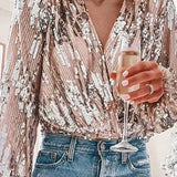 Tiphaine | Blouse à sequins et col V