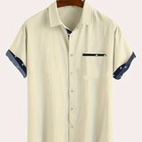 LINEN BLEND LAPEL SHIRT FOR MEN