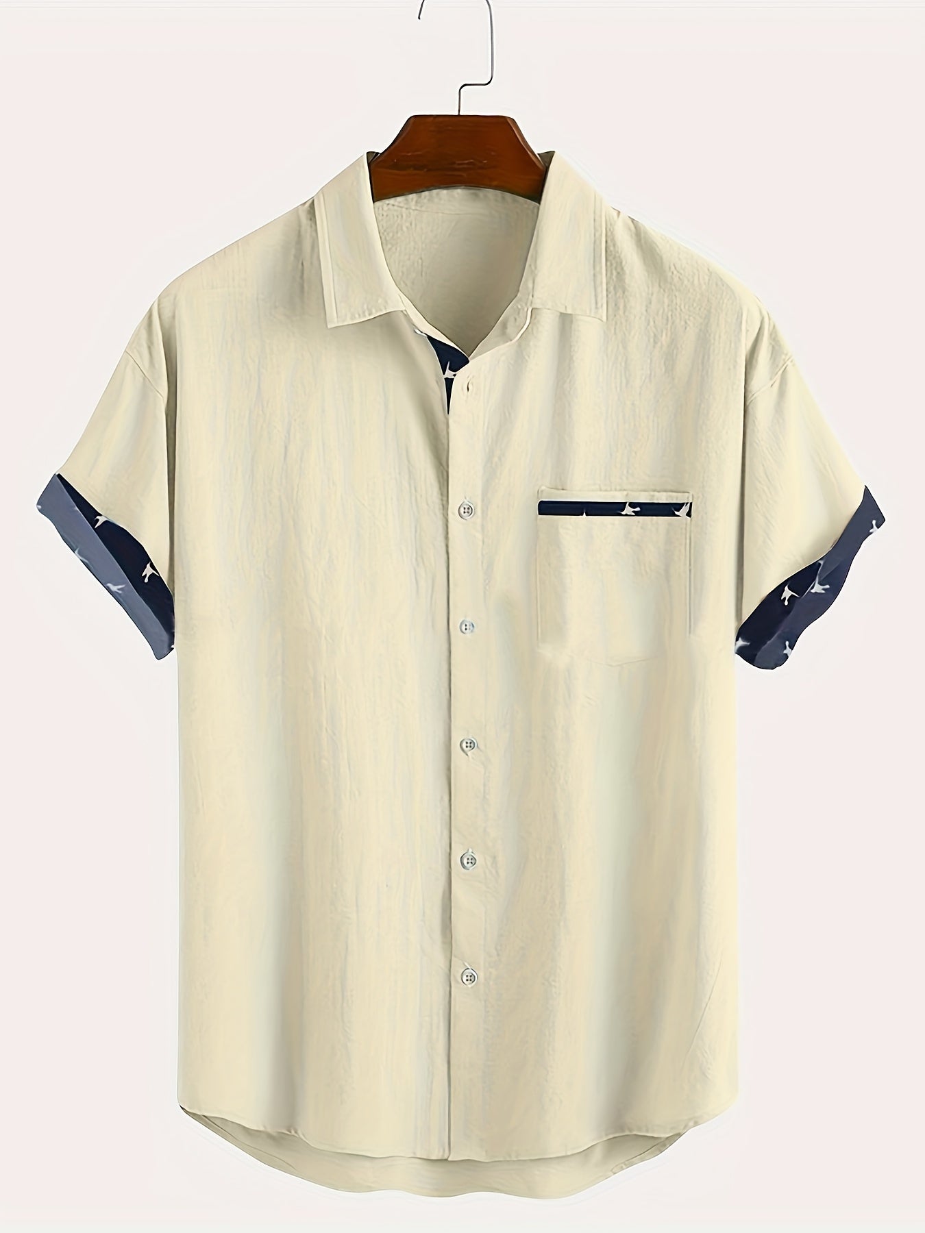 LINEN BLEND LAPEL SHIRT FOR MEN