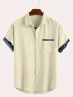 LINEN BLEND LAPEL SHIRT FOR MEN