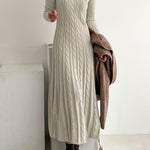 Sarah — Robe Maxi en Tricot Câblé Confortable