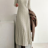 Sarah — Robe Maxi en Tricot Câblé Confortable